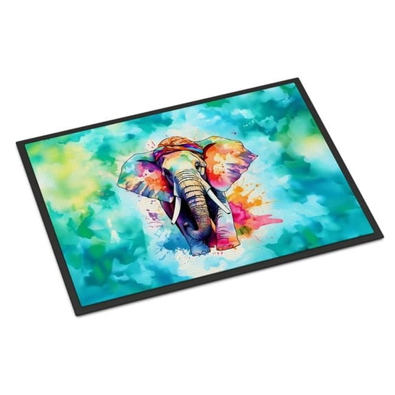Carolines Treasures DAC3980MAT 18 x 27 in. Hippie Animal Elephant Doormat