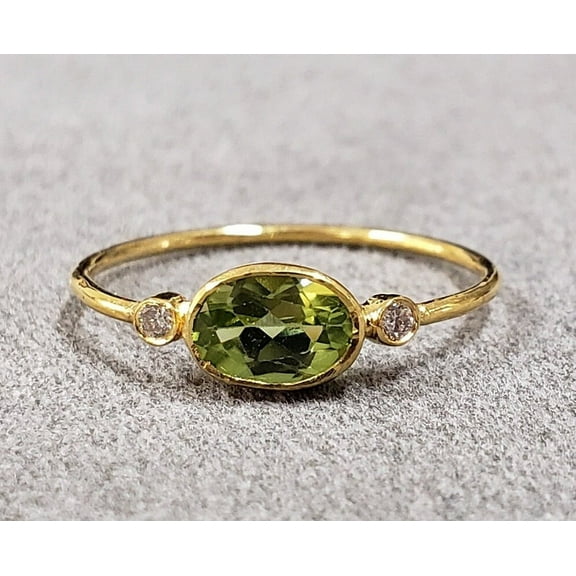 Peridot Ring - August Birthstone Jewelry - Statement Ring - Engagement Ring - Rectangle Ring - Cocktail Ring - Prong Ring