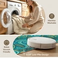 thumbnail image 5 of ODIKA 3'x5' Washable Accent Rug Pet Friendly, Non-Shedding Mat Mosaic Wave Stained Entryway Teal Beachy Nautical Turtle Ocean Playful for Bedside, Nursery Room, 5 of 7