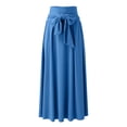 thumbnail image 7 of Topvent Spring Summer Skirt for Women Women Elegant High Waist Skirt Tie Front Pleated Maxi Skirts Light Blue XS, 7 of 7