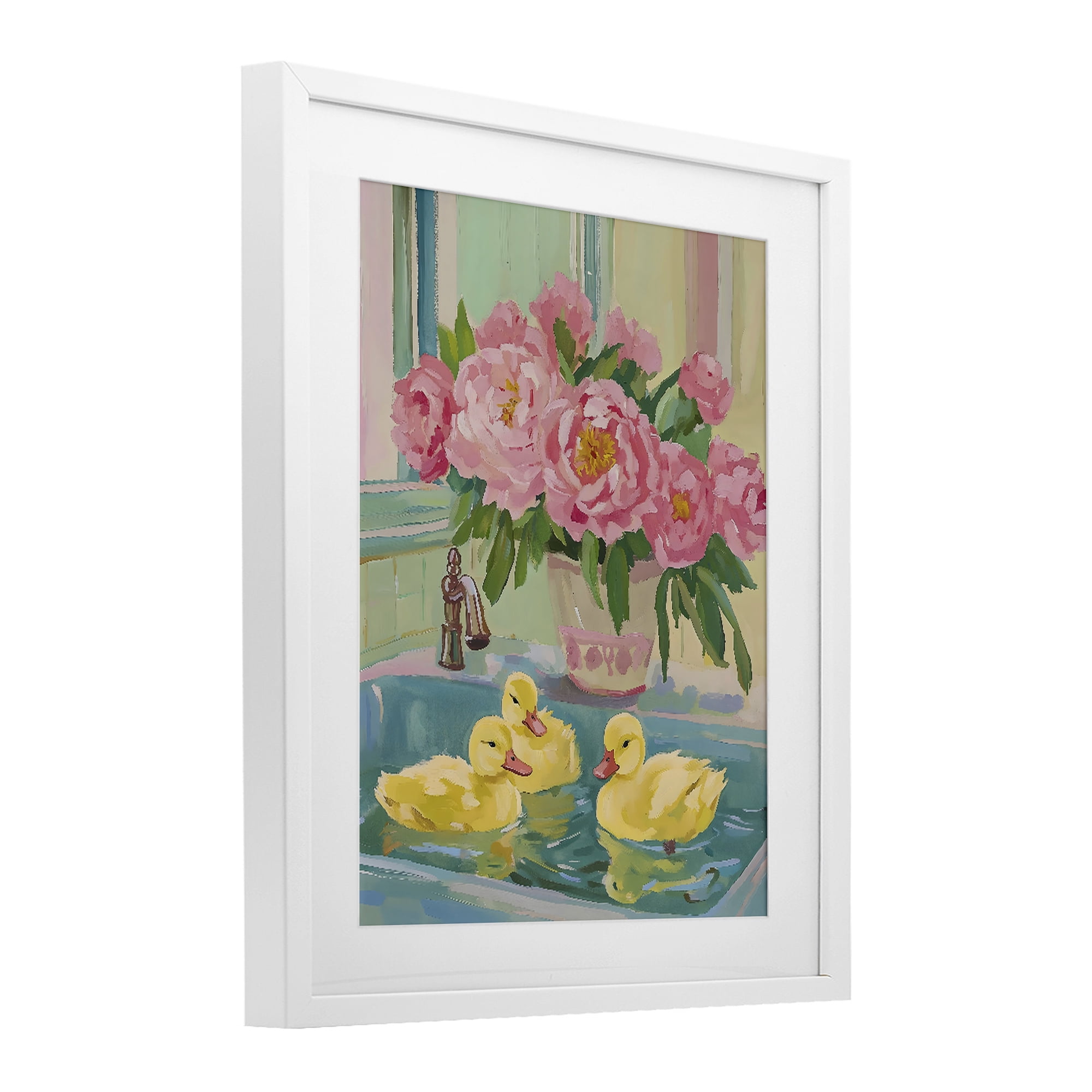 Stupell Industries Ducks in Sink Bath White Framed Print Under Glass, design by The Prints Vibe