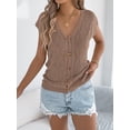 thumbnail image 4 of jinghuiyue Womens Button Down Sweater Vest Cap Short Sleeve Lightweight Cardigan Cable Knit Tops M, 4 of 7