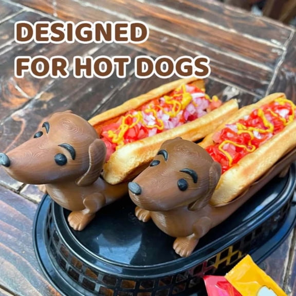1-Piece Dachshund Hot Dog Holder & Sushi Serving Tray – Cute Sandwich Platter with Sturdy Base for Snacks, Deli, and Home Decor (Brown)