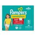 thumbnail image 1 of Pampers Couches - Swaddlers 360° - Taille 5, jusqu'à 100 % Anti-Fuites, Ajustement Confortable et au Sec, Onglets EZ Off Conçus pour des Changements Faciles, Couche à Enfiler, 1 of 18