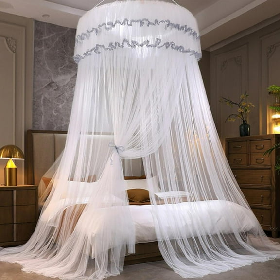 Pirncess Bed Canopy for Girls & Adults ,Round Dome Ombre Canopy Bed Curtains Mosquito Net Play Tent for Kids Teen Adult King Queen Full Double Bed