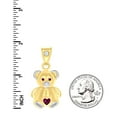 thumbnail image 4 of 10kt Two-tone Gold Womens Purple White Heart Round Cubic-Zirconia Teddy Bear Fashion Charm Pendant, 4 of 5
