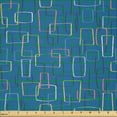 thumbnail image 2 of Ambesonne Mid-Century Modern Fabric by the Yard Microfiber, Retro Rectangles, 5 Yards, Sea Blue Coral and Mustard, 2 of 2