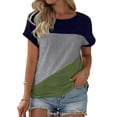 thumbnail image 1 of Langwyqu Womens Color Block Short Sleeve Tops Casual Summer T-Shirt, 1 of 3