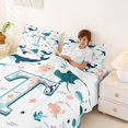 thumbnail image 3 of jejeloiu Ocean Life Monogram T Queen Sheet Sets For Kids,Sea Starfish Whale Animals Bed Set,4pcs, 3 of 6