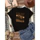 thumbnail image 1 of Camiseta informal de manga corta para niña - DISFRUTA DE LAS PEQUEÑAS COSAS - Estampado gráfico con caras alegres, cuello redondo suave y elástico, camiseta blanca lavable a máquina para uso informa, 1 of 5