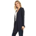 thumbnail image 3 of MOA Collection Women's Plus Solid Basic Open Draped Front Long Sleeve Relaxed Cardigan Sweater, 3 of 5