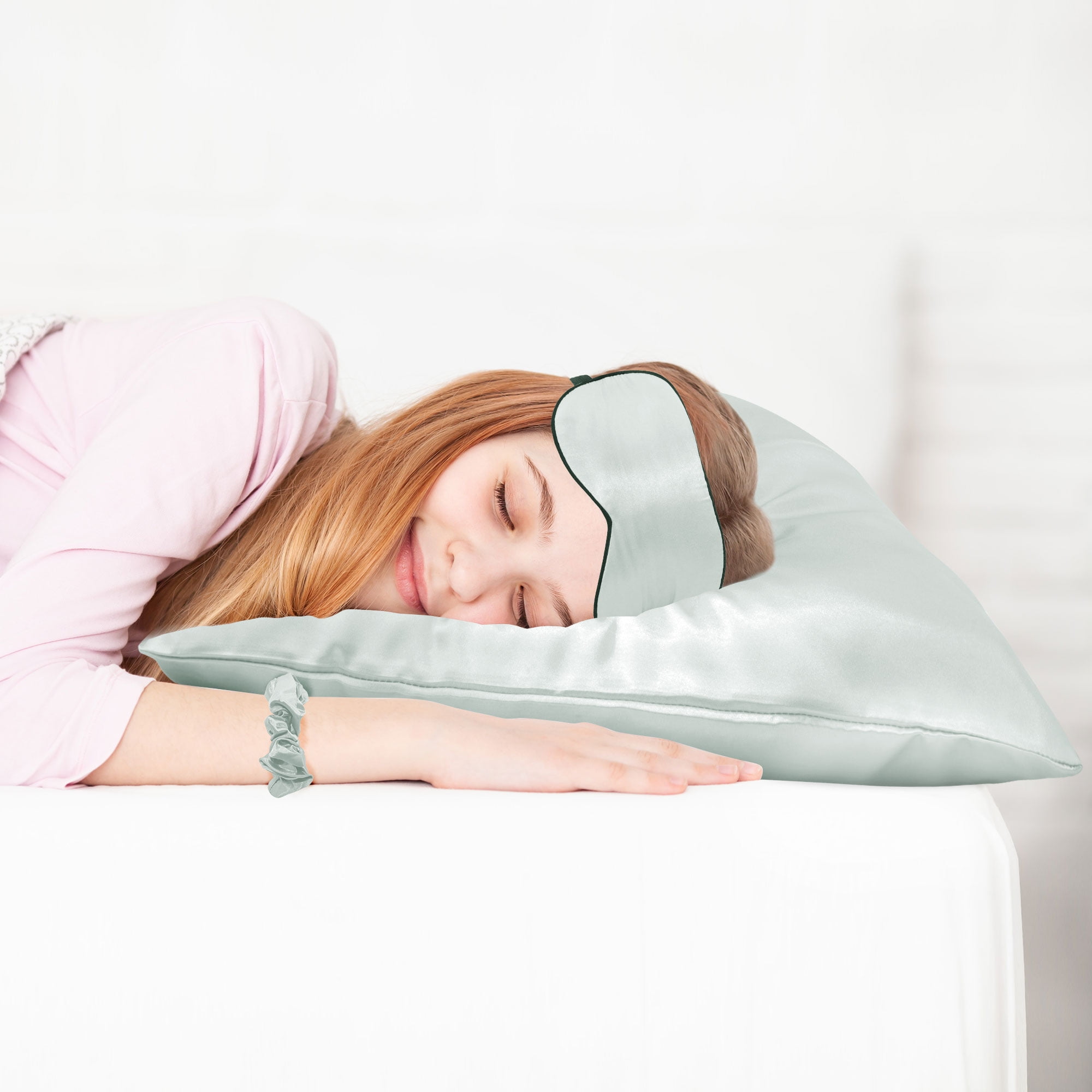 Unique Bargains Set of 2 Durable Soft Enveloped Closure Satin Pillowcase Gray King(20"x36"）