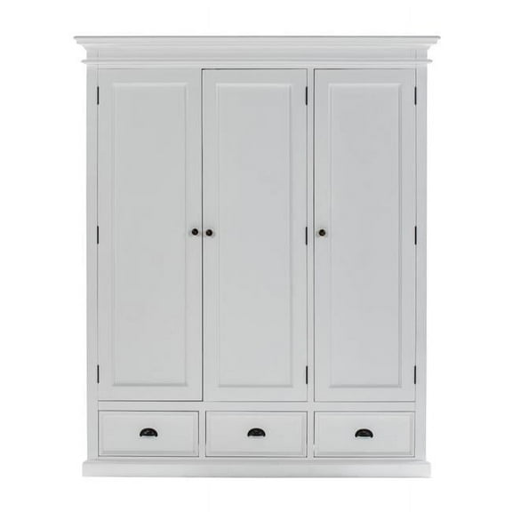 HomeRoots 523199 62 in. Solid Wood Frame Standard Curio Cabinet with Six Shelves, Off White