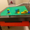 thumbnail image 6 of STAROUS Wooden 2 In 1 Kids Construction Play Table and 2 Chairs set with Storage Drawers and Built In Broad, Espresso with Red Drawers, 6 of 6