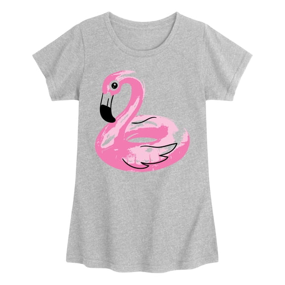 Instant Message - Flamingo Pool Float - Youth Girls Fitted Short Sleeve T-Shirt