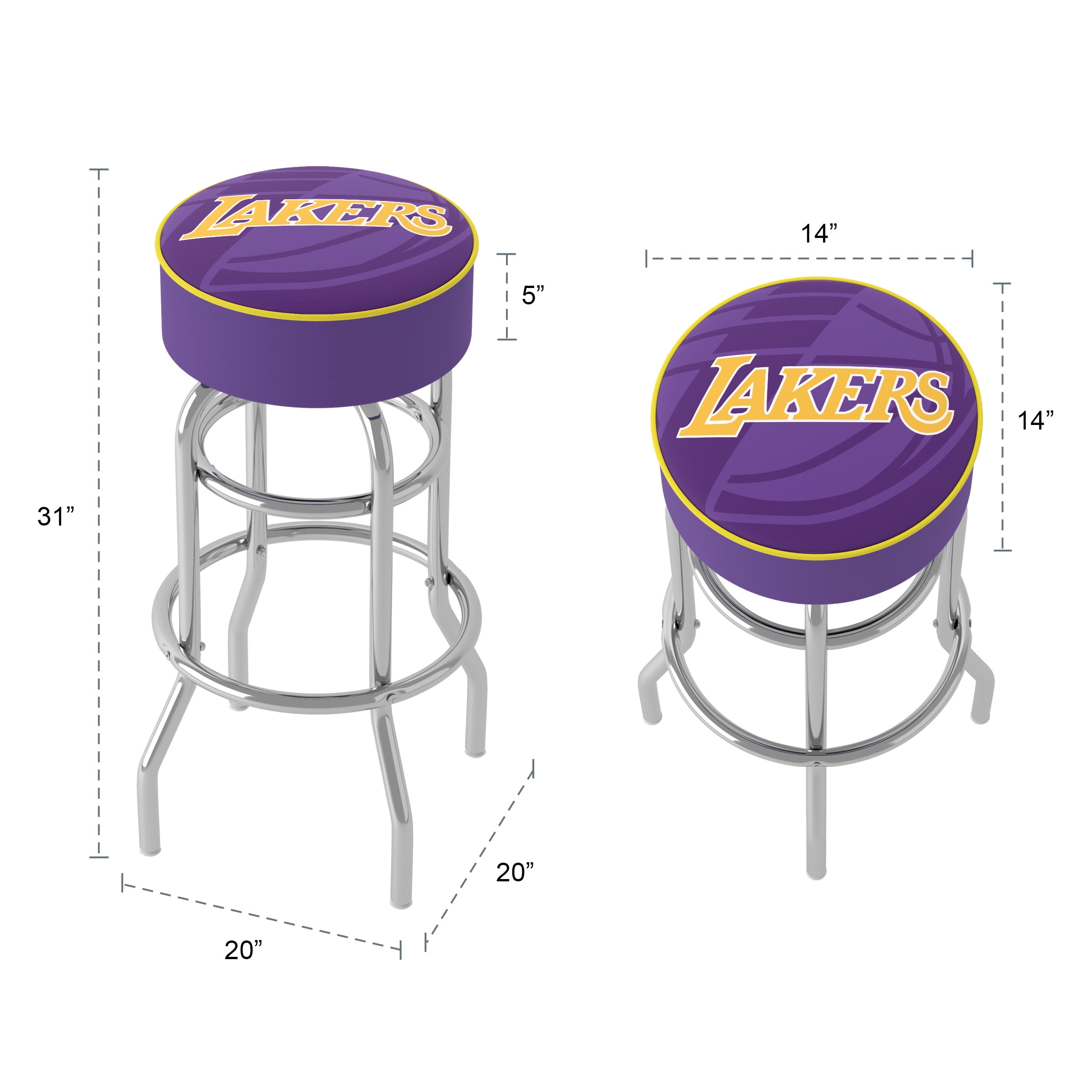 Trademark Gameroom Los Angeles Lakers Fade Bar Stool with Padded Seat