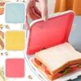 thumbnail image 3 of Caja de Almacenamiento PortáTil de Silicona para SáNdwiches de Microondas, Fiambreras para Desayuno Escolar Bento, Contenedor de Tostadas Reutilizable, Color Rosa, 3 of 5