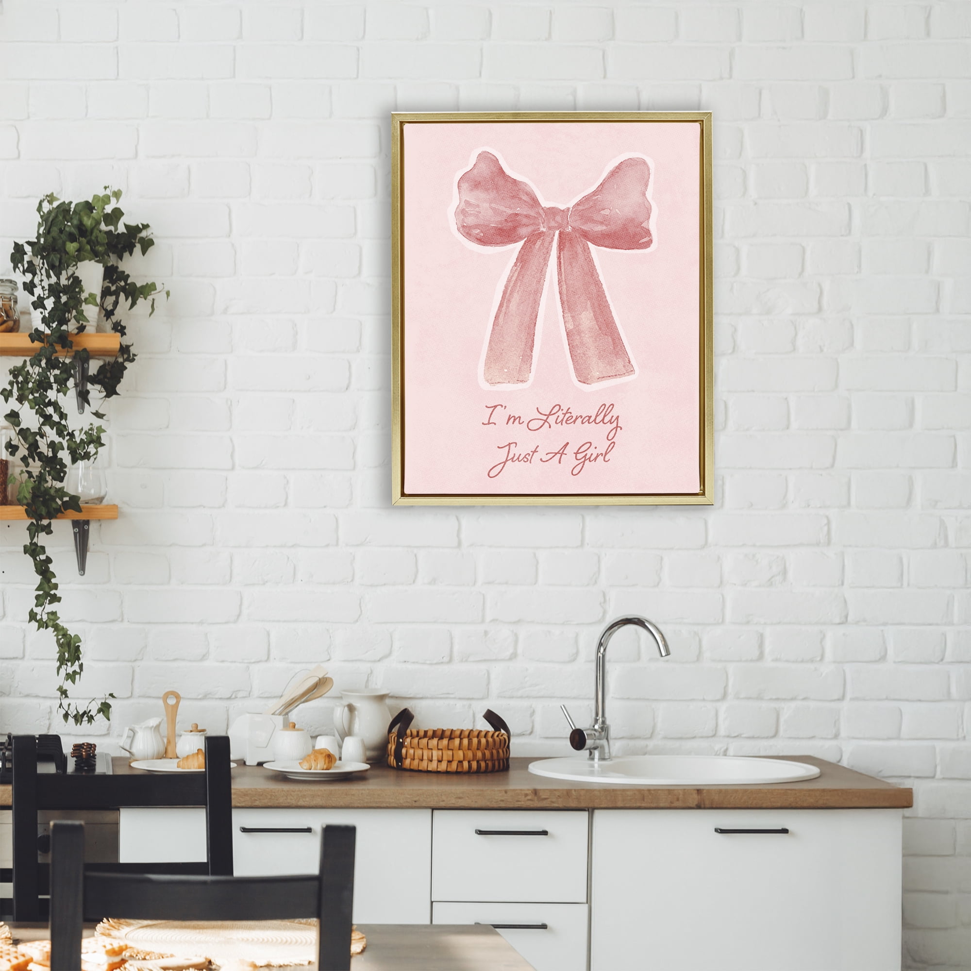 Stupell Industries Literally Just A Girl Gold Framed Floater Canvas Wall Art, design by Lucille Price