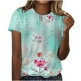 thumbnail image 2 of Babysbule Women's Summer Tops Casual Retro Floral Printed Round Neck Short Sleeve Blouses, 2 of 4