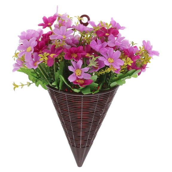 LABSERRON Fake Hanging Flowers in Rattan Basket for Front Door and Garden Decorative Use