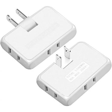 SNYMW,15A 125V 2500W White 2 Prong Flat Wall Electrical Outlet 2 Piece
