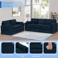 thumbnail image 3 of FamiTOP Chenille 69” Love Seat & 89” 3-Seat Sofa w/Thick Seat & Backrest Cushions, Modern Couch Set with Soft Pillows, Upholstered 3 Seat & 2 Seat Sofa w/Sturdy Frame for Office, Living Room, Blue, 3 of 7