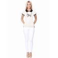 thumbnail image 7 of YEMAK Women's Meow Cat Contrast Collar Short Sleeve Pullover Sweater MK3591MEOW-IVORY/BLACK-M, 7 of 7