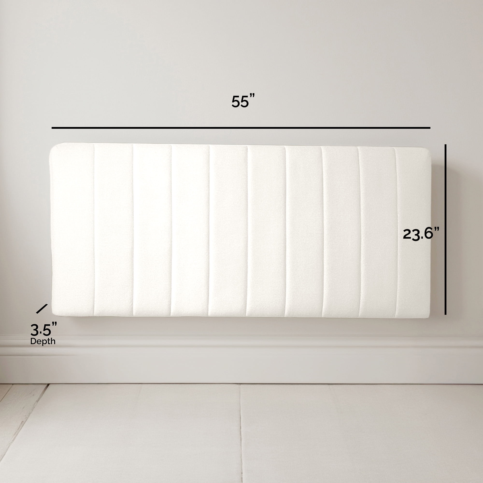 Lammlaoe Full Size Headboard, Upholstered Wall Mounted, Peel and Stick Installation, Sound Reducing 3D Panel Design, Easy Assembly, Off White