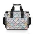 thumbnail image 7 of FORMRS Insulated Cooler Bag 24 Cans Capacity Soft Leakproof Lunch Box with Side Pockets, Light Blue Shimmering Pattern, 7 of 7