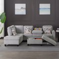 thumbnail image 3 of Gewnee 94.49" L-shaped Modular Fabric Sofa Set with Storage Ottoman and Cup Holders & throw pillows.Suitable for Living Rooms,Offices and Reception Rooms.Light Grey, 3 of 14