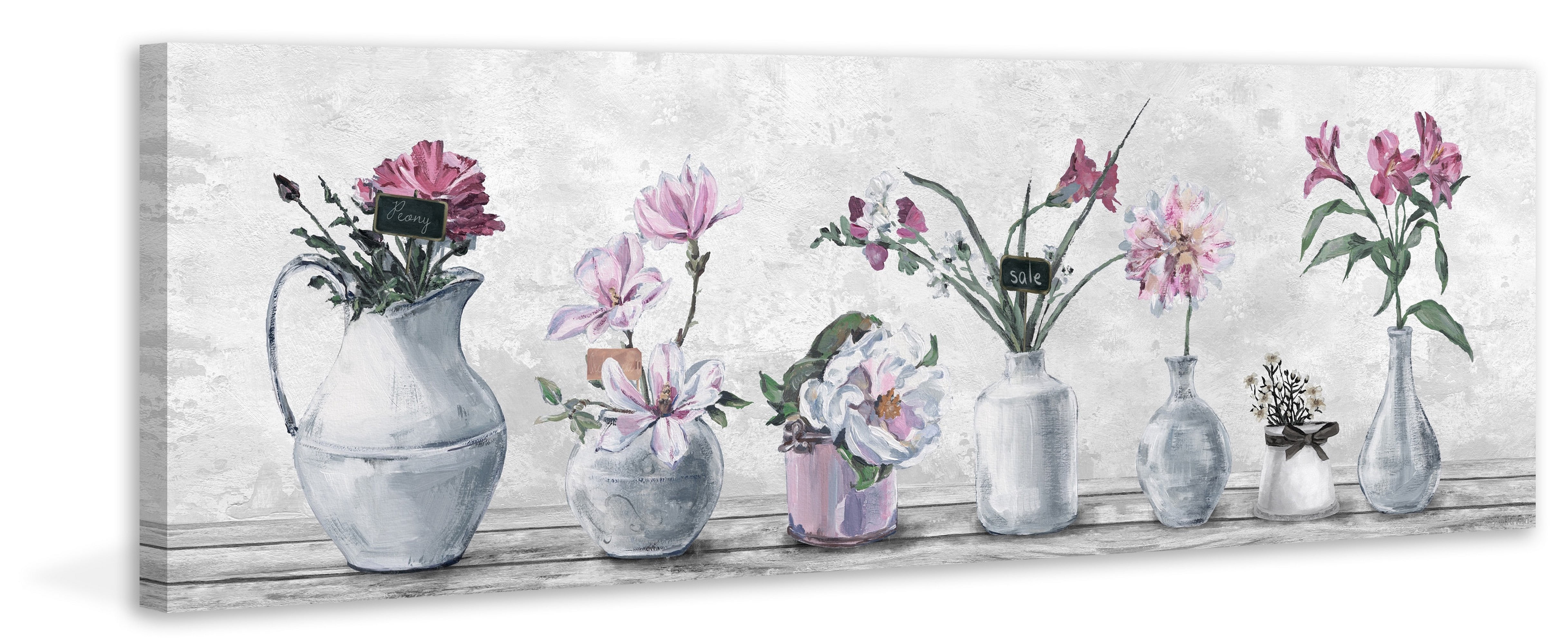 Marmont Hill Blooming Pink Flowers Canvas Wall Art, 5" x 15"