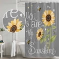 thumbnail image 3 of You Are My Sunshine Bathroom Shower Curtains with Hooks, Watercolor Sunflowers Floral Bees Grey Waterproof Fabric Washable Shower Curtain for Home Hotel Bathtub Decor 72x72 Inch, 3 of 9
