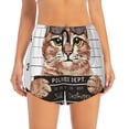 thumbnail image 3 of Uemuo Cat Holding Mugshot Sign Pattern Women's Athletic Shorts High Waisted Running Shorts with Liner Pockets Gym Elastic Workout Shorts-XX-Large, 3 of 9