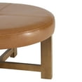 thumbnail image 6 of Christopher Knight Home 35" Round PU Leather Ottoman Coffee Table, Tufted Footrest with Wooden Base, Light Brown, 6 of 10