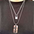 thumbnail image 2 of POINTERTECK Punk Double Layer Lock Link Chain Necklace Padlock Blade Pendant Necklace Women, 2 of 6