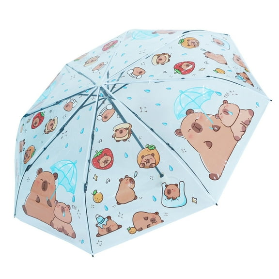 Auto Windproof Travel Umbrella Automatic Open Close Compact Clear Capybara Print