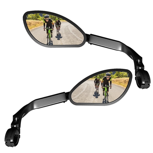 Espejo plano trasero telescópico, espejo retrovisor lateral para manillar de bicicleta de 360 grados Irfora Negro/Derecha&Izquierda