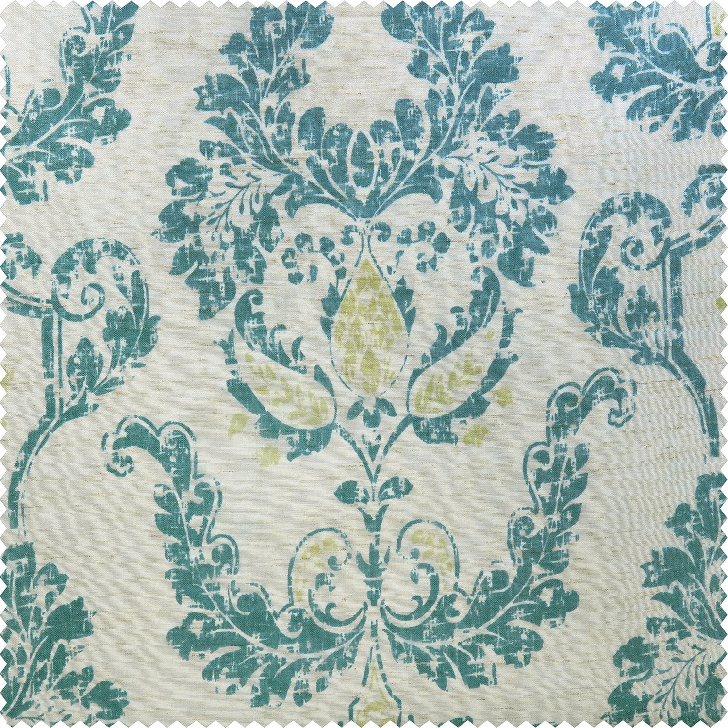 Terrace Teal Printed Faux Linen Sheer Curtain (1 Panel), Terrace Teal, 50W X 108L