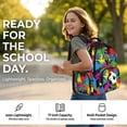 thumbnail image 5 of Uorisanigo Backpack Set for School and Camping, 4-Piece Includes Picnic Lunch Box, Water Carrier Pouch and Pencil Case, Breathable Daypack with Front Pocket Rainbow Graffiti Soccer, 5 of 7