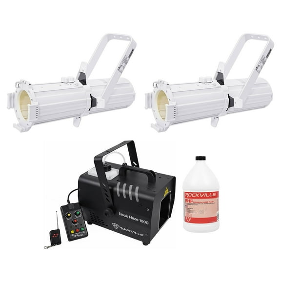 (2) Chauvet DJ EVE E-50Z Ellipsoidal Warm White D-Fi LED Gobo Spot Lights Hazer