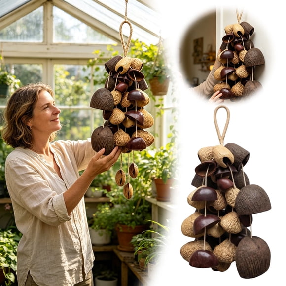 Outdor Natural Wooden Pod Wind Chime With Suspension For Gentle Home Décor And Calming Indoor Noise