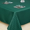 thumbnail image 2 of Violet Linen Christmas Novelties Ribbed Striped Pattern, Polyester Jacquard, Green, 60 Inch by 84 Inch, Seats 6 to 8 people, Rectangular Tablecloths, 2 of 2