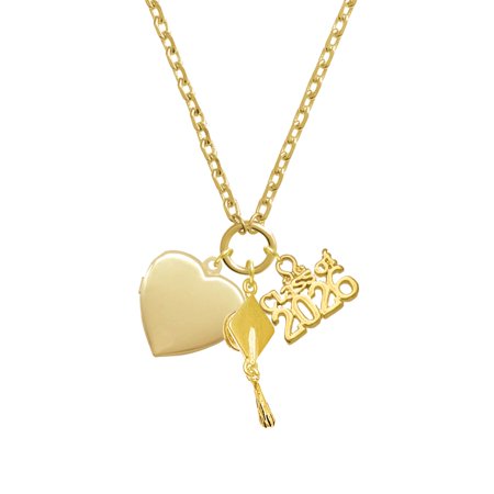 Delight Jewelry Gold-tone Heart Locket - Gold-tone Class of 2026 Graduation Zoey Charm Necklace, 28"