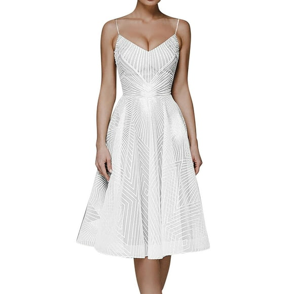 Ketyyh-chn99 Evening Gowns for Women Elegant Classy Evening Dresses for Wedding Party Backless Dresses for Women Evening Gowns Long Dress White,L
