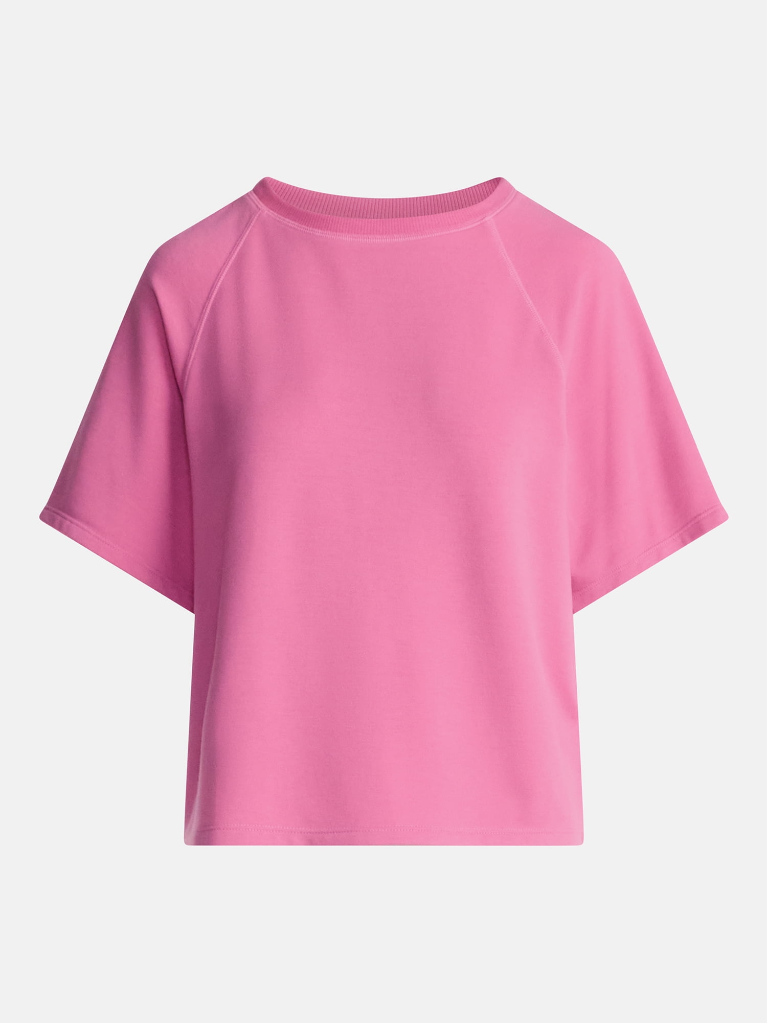 Joyspun Women's French Terry Knit Sleep Top with Short Sleeves, Sizes XS-3X