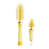 2Pcs Bottle Brush Cleaning Set, Silicone Cleaner Brushes for Mason jar, Water Bottles, Baby Bottles,Tumblers, Drinking Glasses Multifunctional Portable Small Cup Scrubber(Yellow)