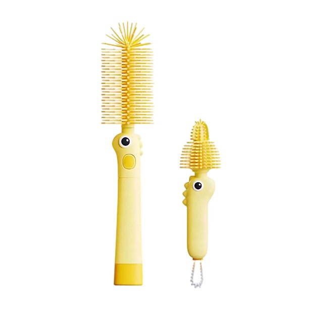 Set de Cepillos de Silicona para Botellas y Tetinas de Bebé | Kit de Limpieza Portátil con Cepillo Versátil para Tetinas | Silicona de Grado Alimenticio Libre de BPA | Diseño Compacto para Viajes