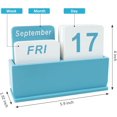 thumbnail image 7 of HJ Wooden Block Perpetual Calendar for Desk, Daily Desktop Standing Flip Calendar with Large Display, Modern Farmhouse Aesthetic Desk Accessories for Home Office Decor, Reusable Yearly, Blue, 7 of 7