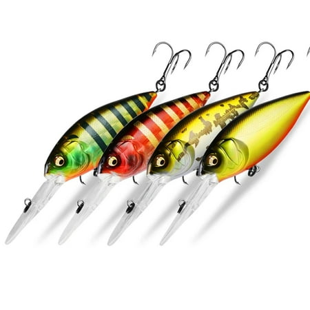 BEARKING Hot Selling 4 Pieces/Set 75mm 23g Top Grade Fish Bait Crank Fish Bait Deep Dive Fish Bait High Quality Hard Fish Bait