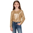 thumbnail image 6 of CPNG Girls' Sequined Pullover Sweatshirt Children's Sparkly Long Sleeve Pullover Autumn Fashion Clothing(Gold,14-15 Years), 6 of 7
